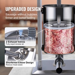 Electric Sausage Stuffer, 12 L / 25 LBS Vertical Meat Stuffer, 200W Motor, Stepless Speed Control and Foot Pedal, Made of Food-grade 304 Stainless Steel, 5 Stuffing Tubes for Home, Commercial