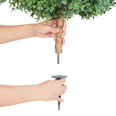 Artificial Topiary Boxwood Trees with Ground Spike, 2 Set 559mm Faux Shrubs & Bushes Potted Plants, Fake Silk Tree Look Real for Decor Front Porch Outdoor Indoor Patio Garden Balcony Backyard