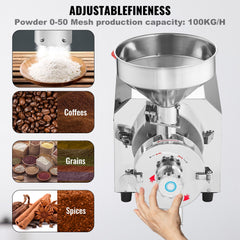Grain Grind Mill Grain Grinding Machine 3000W Food Processing Machinery