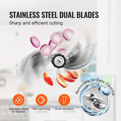 Electric Vegetable Slicer, 0-0.5"/0-12mm Thickness Adjustable Commercial Slicer Machine, Convertible to Manual, Stainless Steel Food Cutter Slicing Machine, for Potato, Lemon, Tomato, Apple