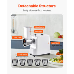Electric Cheese Grater Salad Maker, 200W Salad Shooter, Electric Vegetable Slicer Shredder Chopper for Fruits with 5 Attachments, Stainless Steel Food Cutter for Vegetables, and Cheeses
