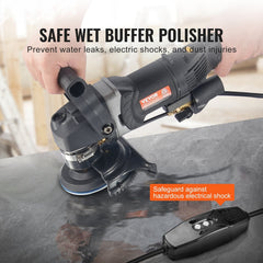 Wet Stone Polisher 4-Inch 800W Electric Concrete Polisher 6 Speed 7 Pads