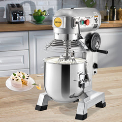 Commercial Food Mixer 30Qt, Food Mixer Commercial with Timing Function, 1100W Stainless Steel Bowl Heavy Duty Electric Commercial Mixer with 3 Speeds Adjustable 108/199/382 RPM, Dough Hook Whisk