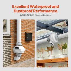 4" to 4.5" Radon Mitigation Fan System Quiet 380CFM Inline Duct Waterproof