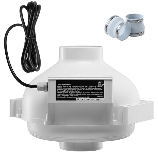4" to 4.5" Radon Mitigation Fan System Kit Quiet 190 CFM Inline Duct Fan