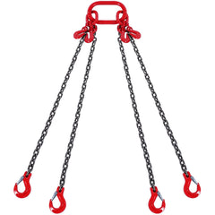Chain Sling, 8 mm x 300 cm Lifting Chains with Hooks, G80 Engine Chain Hoist Lifts, 5 Ton Lifting Sling Chains for Engine Hoist, Engine Lift Chain with 4 Leg Grab Hooks & Adjusters Heavy Duty