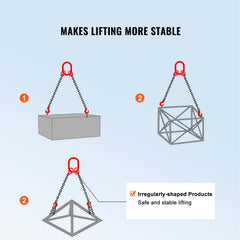 Chain Sling, 8 mm x 150 cm Lifting Chains with Hooks, G80 Engine Chain Hoist Lifts, 3 Ton Capacity Lifting Sling Chains for Engine Hoist, Engine Lift Chain with 2 Leg Grab Hooks, Heavy Duty