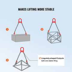 Chain Sling, 8 mm x 150 cm Lifting Chains with Hooks, G80 Engine Chain Hoist Lifts, 3 Ton Capacity Lifting Sling Chains for Engine Hoist, Engine Lift Chain with 2 Leg Grab Hooks, Heavy Duty