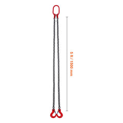 Chain Sling, 8 mm x 150 cm Lifting Chains with Hooks, G80 Engine Chain Hoist Lifts, 3 Ton Capacity Lifting Sling Chains for Engine Hoist, Engine Lift Chain with 2 Leg Grab Hooks, Heavy Duty
