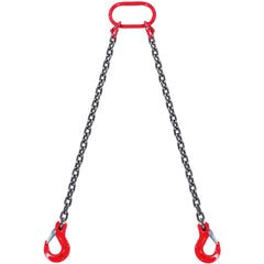 Chain Sling, 8 mm x 150 cm Lifting Chains with Hooks, G80 Engine Chain Hoist Lifts, 3 Ton Capacity Lifting Sling Chains for Engine Hoist, Engine Lift Chain with 2 Leg Grab Hooks, Heavy Duty