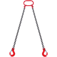 Chain Sling, 8 mm x 150 cm Lifting Chains with Hooks, G80 Engine Chain Hoist Lifts, 3 Ton Capacity Lifting Sling Chains for Engine Hoist, Engine Lift Chain with 2 Leg Grab Hooks, Heavy Duty