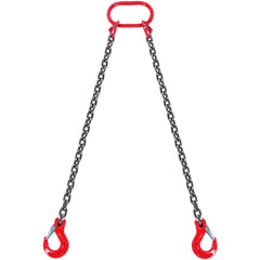 Chain Sling, 8 mm x 150 cm Lifting Chains with Hooks, G80 Engine Chain Hoist Lifts, 3 Ton Capacity Lifting Sling Chains for Engine Hoist, Engine Lift Chain with 2 Leg Grab Hooks, Heavy Duty
