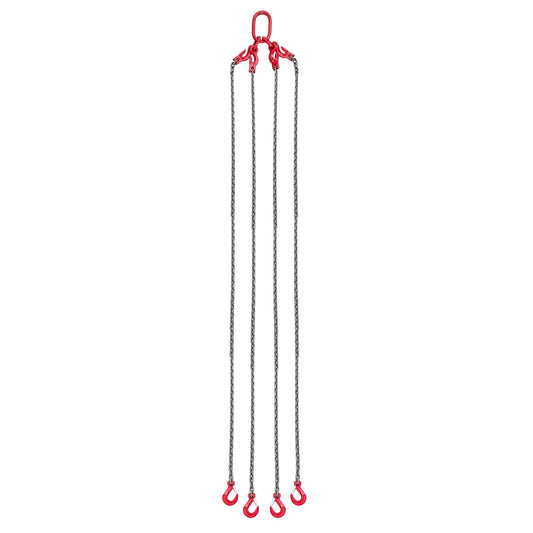 Chain Sling, 10mm x 3 m Lifting Chains with 4 Leg Grab Hooks, Heavy Duty G80 Alloy Steel Lifting Sling, 10.4 Ton Capacity, Adjustable Engine Chain Hoist Lifts for Cargo Security Towing
