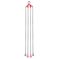 Chain Sling, 10mm x 3 m Lifting Chains with 4 Leg Grab Hooks, Heavy Duty G80 Alloy Steel Lifting Sling, 10.4 Ton Capacity, Adjustable Engine Chain Hoist Lifts for Cargo Security Towing