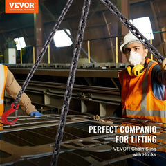 Chain Sling, 10 mm x 300 cm Lifting Chains with Hooks, G80 Engine Chain Hoist Lifts, 8 Ton/8344 kg Lifting Sling Chains for Engine Hoist, Engine Lift Chain with 4 Leg Grab Hooks & Adjusters