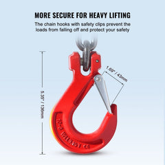 Chain Sling, 10 mm x 300 cm Lifting Chains with Hooks, G80 Engine Chain Hoist Lifts, 8 Ton/8344 kg Lifting Sling Chains for Engine Hoist, Engine Lift Chain with 4 Leg Grab Hooks & Adjusters