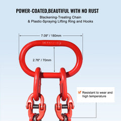 Chain Sling, 10 mm x 300 cm Lifting Chains with Hooks, G80 Engine Chain Hoist Lifts, 8 Ton/8344 kg Lifting Sling Chains for Engine Hoist, Engine Lift Chain with 4 Leg Grab Hooks & Adjusters