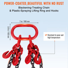 Chain Sling, 8 mm x 150 cm Lifting Chains with Hooks, G80 Engine Chain Hoist Lifts, 5 Ton Lifting Sling Chains for Engine Hoist, Engine Lift Chain with 4 Leg Grab Hooks & Adjusters Heavy Duty
