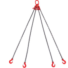 Chain Sling, 8 mm x 150 cm Lifting Chains with Hooks, G80 Engine Chain Hoist Lifts, 5 Ton Lifting Sling Chains for Engine Hoist, Engine Lift Chain with 4 Leg Grab Hooks & Adjusters Heavy Duty