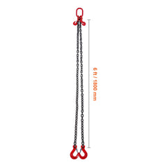 Chain Sling, 10 mm x 180 cm Lifting Chains with Hooks, G80 Engine Chain Hoist Lifts, 5 Ton Lifting Sling Chains for Engine Hoist, Engine Lift Chain with 2 Leg Grab Hooks and Adjusters Heavy Duty