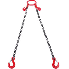 Chain Sling, 10 mm x 180 cm Lifting Chains with Hooks, G80 Engine Chain Hoist Lifts, 5 Ton Lifting Sling Chains for Engine Hoist, Engine Lift Chain with 2 Leg Grab Hooks and Adjusters Heavy Duty