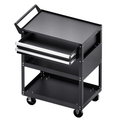 5-Tier Tool Cart with Wheels, 400 lbs Load Capacity, Rolling Work Cart with 2 Drawers & Pegboard, Mechanic Tool Storage Organizer with Locking System for Garage, Warehouse and Repair Shop, Black