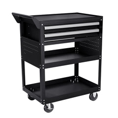 5-Tier Tool Cart with Wheels, 400 lbs Load Capacity, Rolling Work Cart with 2 Drawers & Pegboard, Mechanic Tool Storage Organizer with Locking System for Garage, Warehouse and Repair Shop, Black