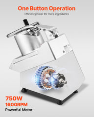 Food Processor & Vegetable Chopper w/ 6 Blades Food-Grade Stainless Steel