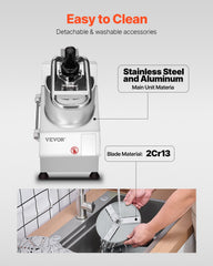 Food Processor & Vegetable Chopper w/ 6 Blades Food-Grade Stainless Steel