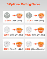 Food Processor & Vegetable Chopper w/ 6 Blades Food-Grade Stainless Steel