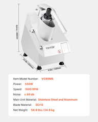 Food Processor & Vegetable Chopper w/ 6 Blades Food-Grade Stainless Steel