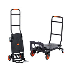 Aluminum Hand Truck, 2 in 1, 136 kg Max Load Capacity, Heavy Duty Industrial Convertible Folding Hand Truck and Dolly, Utility Cart Converts from Hand Truck to Platform Cart with Rubber Wheels