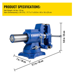 Multipurpose Bench Vice 5" 30Kn Heavy Duty with 360° Swivel Base and Head