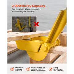 Pallet Buster Tool, 1 m Carbon Steel Handle Wrecking Pry Bar, 907 kg Weight Capacity, Heavy Duty Deck Board Removal Tool, Breaker Bar for Flooring, Framing, Roofing, Trim, Drywall