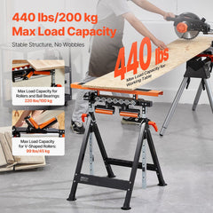 4-in-1 Roller Stand, 220 kg Load Capacity, 838.2-1270 mm Adjustable Height, Folding Heavy Duty with Rack & Multi-directional Roller Head, for Table Saw Outfeed Woodworking Extension Support