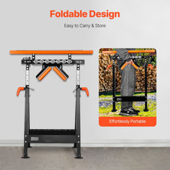 4-in-1 Roller Stand, 220 kg Load Capacity, 838.2-1270 mm Adjustable Height, Folding Heavy Duty with Rack & Multi-directional Roller Head, for Table Saw Outfeed Woodworking Extension Support