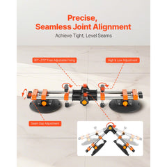 Seamless Seam Setter, 2 Packs Granite Seam Setter with 6 in Vacuum Suction Cups, Seam Joiner for Seam Joining & Leveling, 90°-120° Adjustable, Countertop Installation Tool for Tile Marble Slab