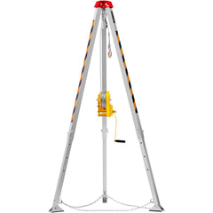 Confined Space Tripod Kit, 2600 lbs Winch, Confined Space Tripod 8' Legs and 98' Cable, Confined Space Rescue Tripod 32.8' Fall Protection, Harness, Storage Bag for Traditional Confined Spaces