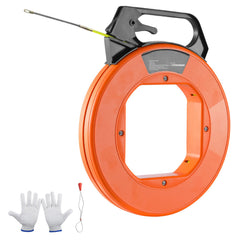 Fish Tape, 100 ft, 3/16-inch, Fiberglass Wire Puller with Optimized Housing and Handle, Easy-to-Use Cable Puller Tool, Flexible Wire Fishing Tools for Wall and Electrical Conduit, Non-Conductive