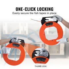 Fish Tape, 38.1 m Length, 4.5 mm, PET Wire Puller with Optimized Housing and Handle, Easy-to-Use Cable Puller Tool, Flexible Wire Fishing Tools for Walls and Electrical Conduit, Non-Conductive