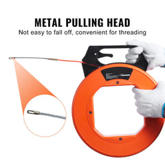 Fish Tape, 38.1 m Length, 4.5 mm, PET Wire Puller with Optimized Housing and Handle, Easy-to-Use Cable Puller Tool, Flexible Wire Fishing Tools for Walls and Electrical Conduit, Non-Conductive