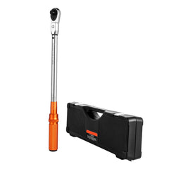 Adjustable Click Torque Wrench, 1/2 Inch Drive, 20-160 lbf-ft/27.1-216.8 N.m, Dual-direction and Dual Range Scales, 72-Tooth, ±2% Precision, with Adapter Interchangeable Jaw and Ratchet Head