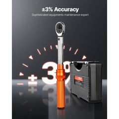 Click Torque Wrench Set, 1/4Inch Drive, 20-240 lbf-in / 2.3-27.1N.m, Dual-direction and Dual Range Scales, 72-Tooth, ±3% High Precision, with Bits, Sockets, Adapters, Extension Bar, Orange