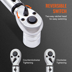 Torque Wrench Adjustable Torque Wrench 1/2" Drive 10-150ft.lb/14-204n.m