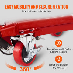 Hydraulic Lift Table Cart, 330lbs Capacity 28.5" Lifting Height, Manual Single Scissor Lift Table with 4 Wheels and Non-slip Pad, Hydraulic Scissor Cart for Material Handling, Red