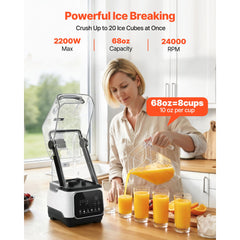 Blender, 2L Professional Countertop Blenders with Shield, 2200W 26000RPM Kitchen Food Processor Combo, Self-Cleaning, Speed Adjustable, 6 Preset Menu for Smoothies, Ice Crushing, Puree, White
