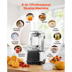 Blender, 2L Professional Countertop Blenders with Shield, 2200W 26000RPM Kitchen Food Processor Combo, Self-Cleaning, Speed Adjustable, 6 Preset Menu for Smoothies, Ice Crushing, Puree, White