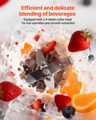 Blender, 2L Professional Countertop Blenders with Shield, 2200W 26000RPM Kitchen Food Processor Combo, Self-Cleaning, Speed Adjustable, 6 Preset Menu for Smoothies, Ice Crushing, Puree, White