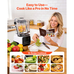 Blender, 2L Professional Countertop Blenders with Shield, 2200W 26000RPM Kitchen Food Processor Combo, Self-Cleaning, Speed Adjustable, 6 Preset Menu for Smoothies, Ice Crushing, Puree, White