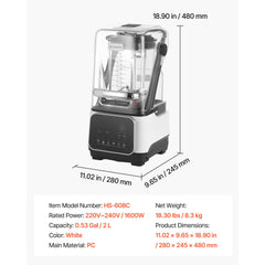 Blender, 2L Professional Countertop Blenders with Shield, 2200W 26000RPM Kitchen Food Processor Combo, Self-Cleaning, Speed Adjustable, 6 Preset Menu for Smoothies, Ice Crushing, Puree, White